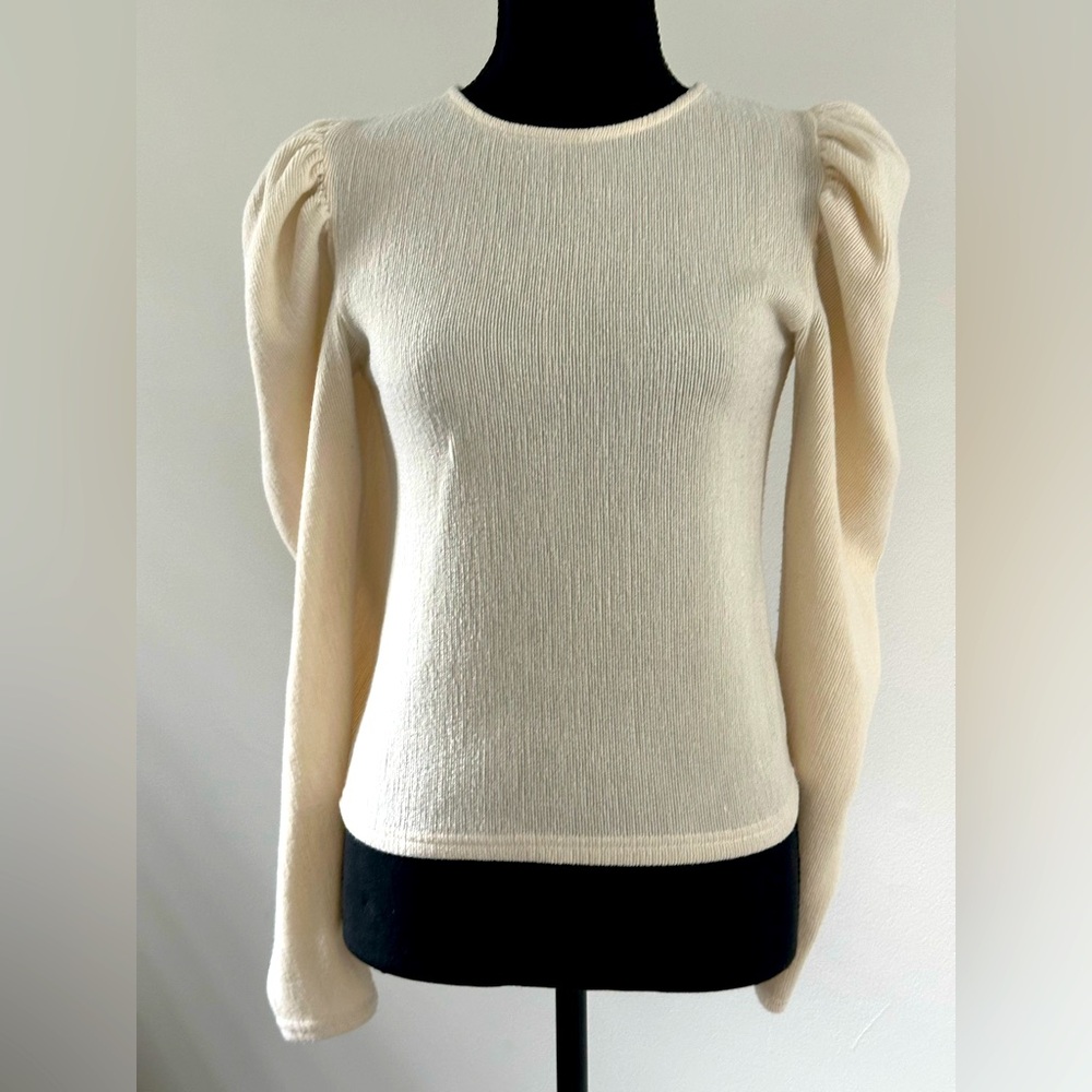 ZARA | Cream Puff Sleeve Women’s Sweater Sz Small